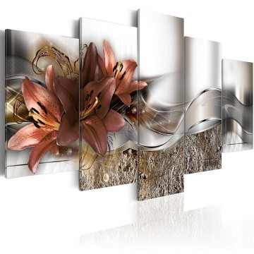 Canvas 5 luik schilderij abstract 2 orchidee 240 x 112 cm ba 0273 bn