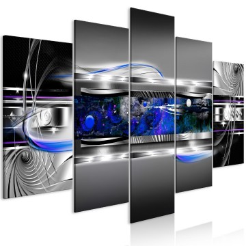 Canvas 5 luik schilderij abstract 240 x 112 cm a a 0692 b n blauw