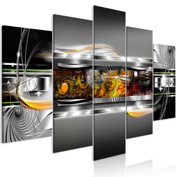 Canvas 5 luik schilderij abstract 240 x 112 cm a a 0692 b n geel