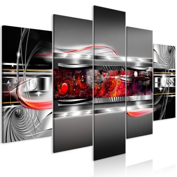 Canvas 5 luik schilderij abstract 240 x 112 cm a a 0692 b n rood