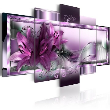 Canvas 5 luik schilderij abstract 4 orchidee 240 x 112 cm b c 0153 b n