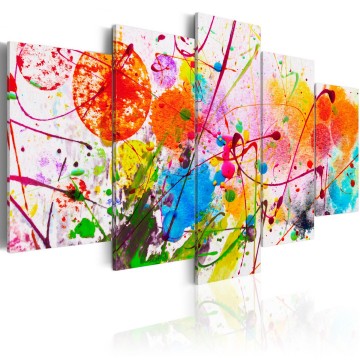 Canvas 5 luik schilderij abstract 52 240 x 112 cm c 0100 b n
