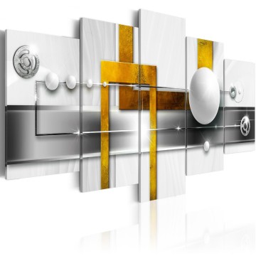 Canvas 5 luik schilderij abstract 77 240 x 112 cm 0223 b n