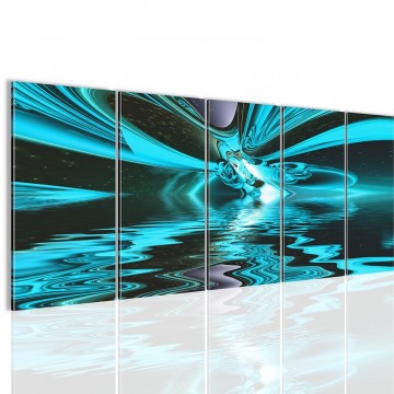 Canvas 5 luik schilderij abstract blauw1 220 x 80 cm 400655