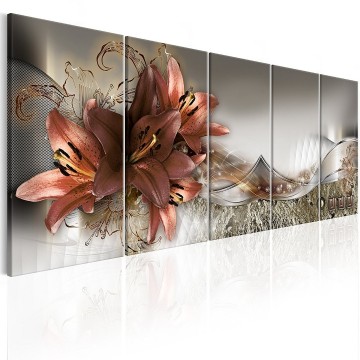 Canvas 5 luik schilderij abstract bloem 1 240 x 90 cm 0182