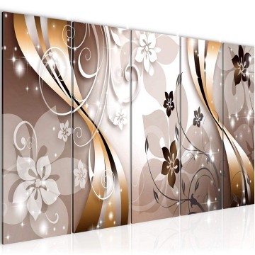 Canvas 5 luik schilderij abstract bloemen 101 220 x 80 cm 021355 ama