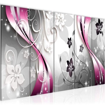 Canvas 5 luik schilderij abstract bloemen 102 220 x 80 cm 021355 ama
