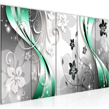 Canvas 5 luik schilderij abstract bloemen 103 220 x 80 cm 021355 ama