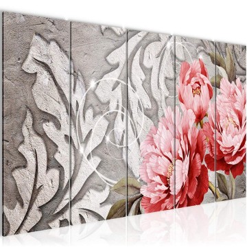 Canvas 5 luik schilderij abstract bloemen 104 220 x 80 cm 208655