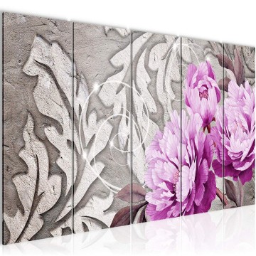 Canvas 5 luik schilderij abstract bloemen 105 220 x 80 cm 208655