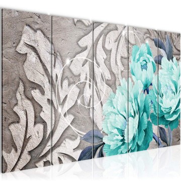 Canvas 5 luik schilderij abstract bloemen 106 220 x 80 cm 208655