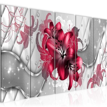 Canvas 5 luik schilderij abstract bloemen 19 220 x 80 cm 017355