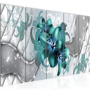 Canvas 5 luik schilderij abstract bloemen 21 220 x 80 cm 017355