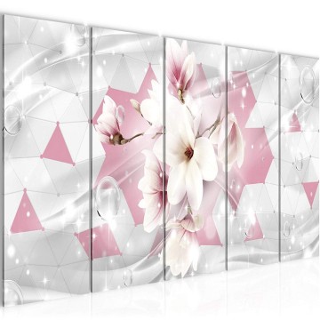 Canvas 5 luik schilderij abstract bloemen 22 220 x 80 cm 017055