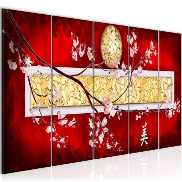 Canvas 5 luik schilderij abstract bloemen 25 220 x 80 cm 500255