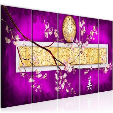 Canvas 5 luik schilderij abstract bloemen 26 220 x 80 cm 500255