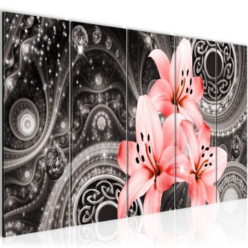 Canvas 5 luik schilderij abstract bloemen 28 220 x 80 cm 209555