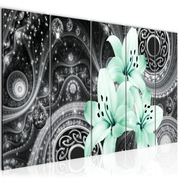 Canvas 5 luik schilderij abstract bloemen 30 220 x 80 cm 209555