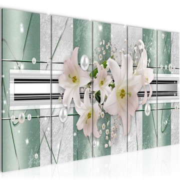 Canvas 5 luik schilderij abstract bloemen 31 220 x 80 cm 204555