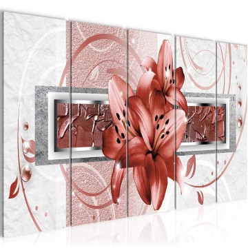 Canvas 5 luik schilderij abstract bloemen 49 220 x 80 cm 209755 0