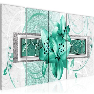 Canvas 5 luik schilderij abstract bloemen 51 220 x 80 cm 209755