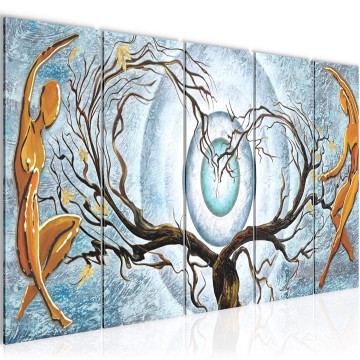 Canvas 5 luik schilderij abstract boom 1 220 x 80 cm 300855