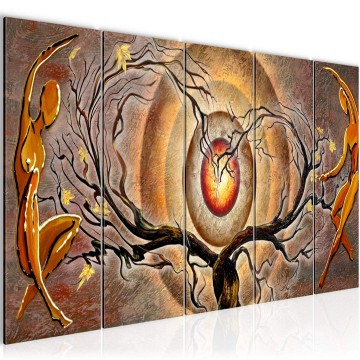 Canvas 5 luik schilderij abstract boom 2 220 x 80 cm 300855