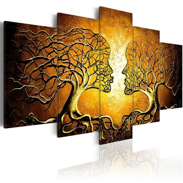 Canvas 5 luik schilderij abstract boom 2 240 x 112 cm aa 0104 bm