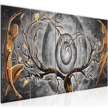 Canvas 5 luik schilderij abstract boom 3 220 x 80 cm 300855