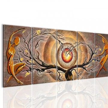 Canvas 5 luik schilderij abstract boom2 220 x 80 cm 300812