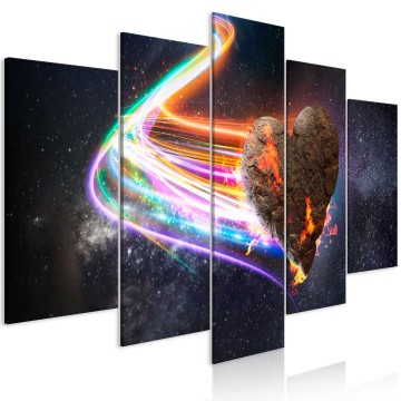 Canvas 5 luik schilderij abstract hart 01 240 x 112 cm 1027 b n