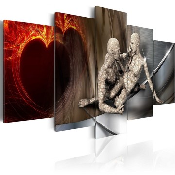 Canvas 5 luik schilderij abstract hart 240 x 112 cm h a 0025 b m