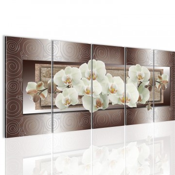 Canvas 5 luik schilderij abstract orchidee2  220 x 80 cm 205412
