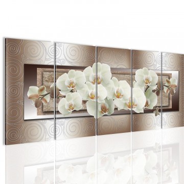 Canvas 5 luik schilderij abstract orchidee4  220 x 80 cm 205412
