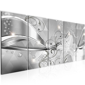 Canvas 5 luik schilderij abstract orhcidee wit2 220 x 80 cm 201355