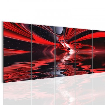 Canvas 5 luik schilderij abstract rood1 220 x 80 cm 400655