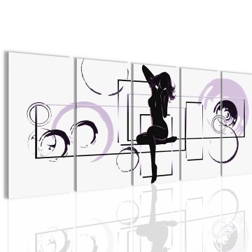 Canvas 5 luik schilderij abstract vrouw 220 x 80 cm 300155