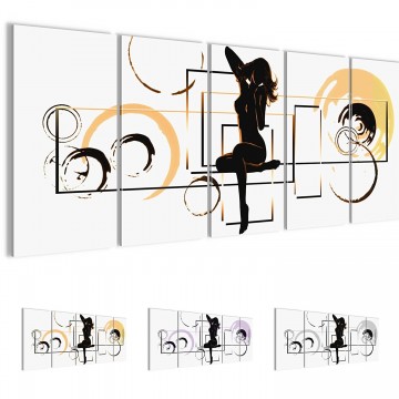 Canvas 5 luik schilderij abstract vrouw1 220 x 80 cm 300155