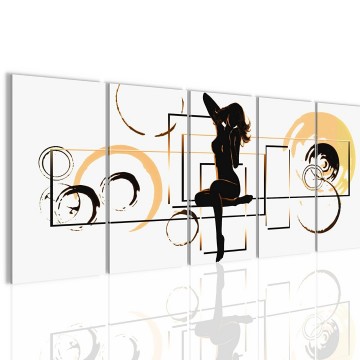 Canvas 5 luik schilderij abstract vrouw2 220 x 80 cm 300155 0
