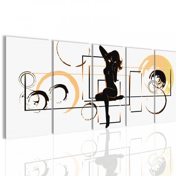 Canvas 5 luik schilderij abstract vrouw2 220 x 80 cm 300155