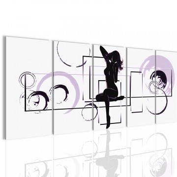 Canvas 5 luik schilderij abstract vrouw3 220 x 80 cm 300155