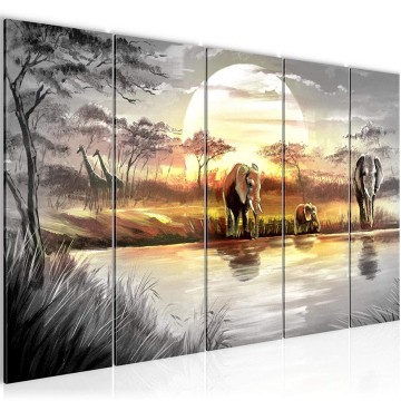 Canvas 5 luik schilderij afrika 1 220 x 80 cm 000755