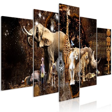 Canvas 5 luik schilderij afrika 101 240 x 112 cm g c 0284 b m