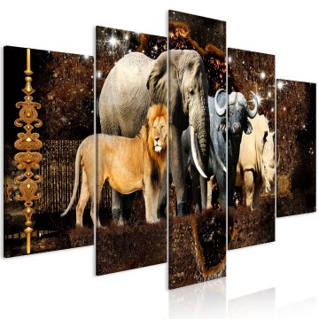 Canvas 5 luik schilderij afrika 103 240 x 112 cm g c 0286 b m