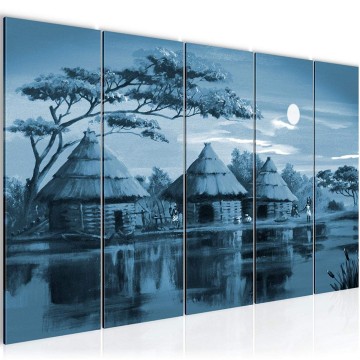 Canvas 5 luik schilderij afrika 17 220 x 80 cm 000055