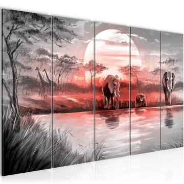 Canvas 5 luik schilderij afrika 2 220 x 80 cm 000755
