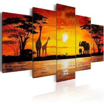 Canvas 5 luik schilderij afrika 240 x 112 cm 5730