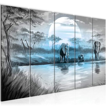 Canvas 5 luik schilderij afrika 3 220 x 80 cm 000755
