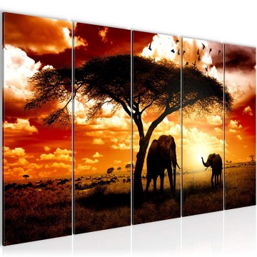Canvas 5 luik schilderij afrika 4 220 x 80 cm 001555