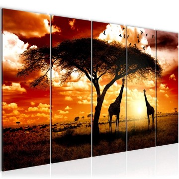 Canvas 5 luik schilderij afrika 5 220 x 80 cm 001555